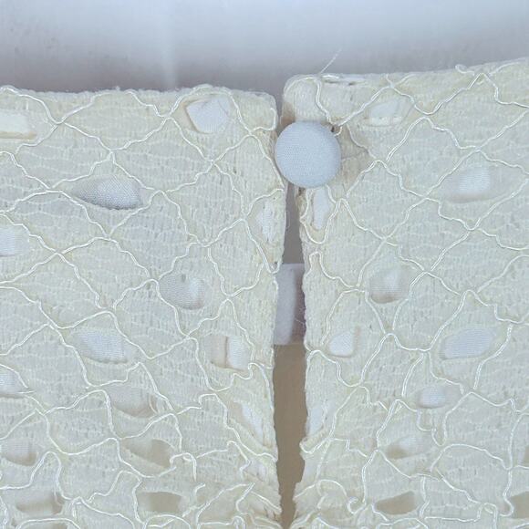 J. Crew Lace Overlay Ivory T-Shirt Size 4 - Picture 9 of 13